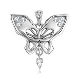 925 Silver Butterfly Heart Necklace for Women