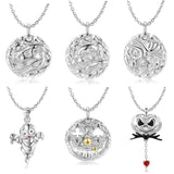 925 Sterling Silver Halloween Dinosaur Skeleton Clown Pendant Necklace