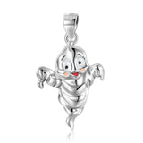 925 Sterling Silver Halloween Dinosaur Skeleton Clown Pendant Necklace
