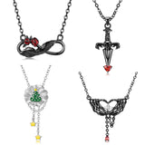 925 Silver Halloween Cross Love Hand Pendant Necklace