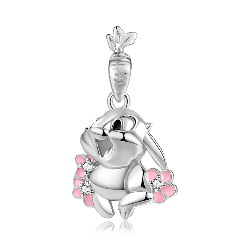 925 Silver Snowflake Bunny Pendant Necklace Christmas Gift