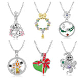 925 Silver Snowflake Bunny Pendant Necklace Christmas Gift