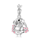 925 Silver Snowflake Bunny Pendant Necklace Christmas Gift