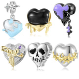 925 Silver Heart Skeleton Love Puzzle Charms for Bracelet Bangle