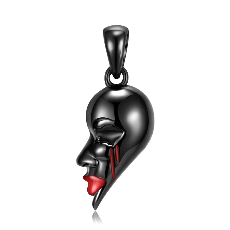 925 Sterling Silver Left Right Face Skull Vase Portable Lamp Pendant Necklace