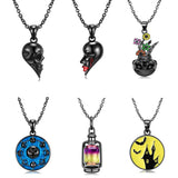 925 Sterling Silver Left Right Face Skull Vase Portable Lamp Pendant Necklace
