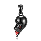 925 Sterling Silver Left Right Face Skull Vase Portable Lamp Pendant Necklace