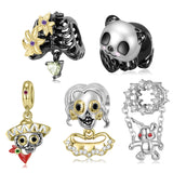 925 Silver Panda Skull Eye Animal Pendant Bead for Women Charms