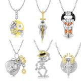 925 Silver Platinum Skeleton Money Bag OX Horn Pendant Necklace