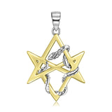 Sterling Silver Hexagram Snake Halloween Pendant Necklace