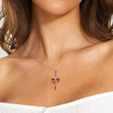 925 Silver Red Snake Skeleton Pendant Necklace for Women