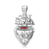 925 Silver Rose Coffin Split Heart Pendant Necklace