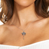 925 Silver Rose Coffin Split Heart Pendant Necklace