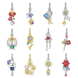 925 Silver Twelve Flowers Seasons Garden Beads for Bracelet Charms