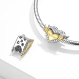 Guardian Angel Wings Zircon Heart Charms for Bracelet