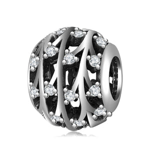 925 Silver Green Plant CZ Pendant Beads for Bracelet