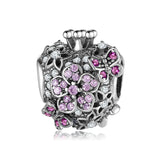 925 Silver Green Plant CZ Pendant Beads for Bracelet