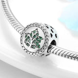 925 Silver Green Plant CZ Pendant Beads for Bracelet