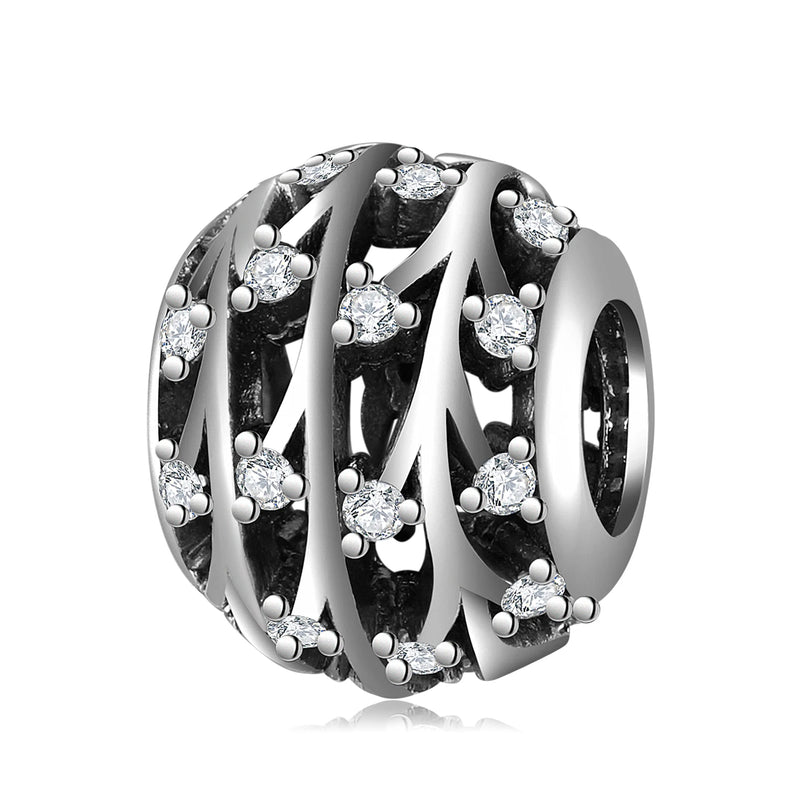 925 Silver Green Plant CZ Pendant Beads for Bracelet