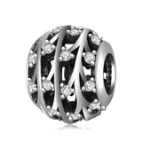 925 Silver Green Plant CZ Pendant Beads for Bracelet