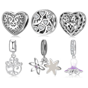 925 Silver Green Plant CZ Pendant Beads for Bracelet
