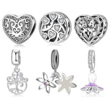 925 Silver Green Plant CZ Pendant Beads for Bracelet