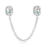 Christmas Elk Santa Safety Chain 925 Sterling Silver Charm