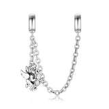 Christmas Elk Santa Safety Chain 925 Sterling Silver Charm