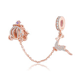 Christmas Elk Santa Safety Chain 925 Sterling Silver Charm