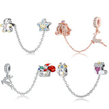 Christmas Elk Santa Safety Chain 925 Sterling Silver Charm