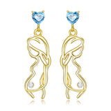 Heart Zircon Pearl Earrings 925 Sterling Silver for Pregnant Mother