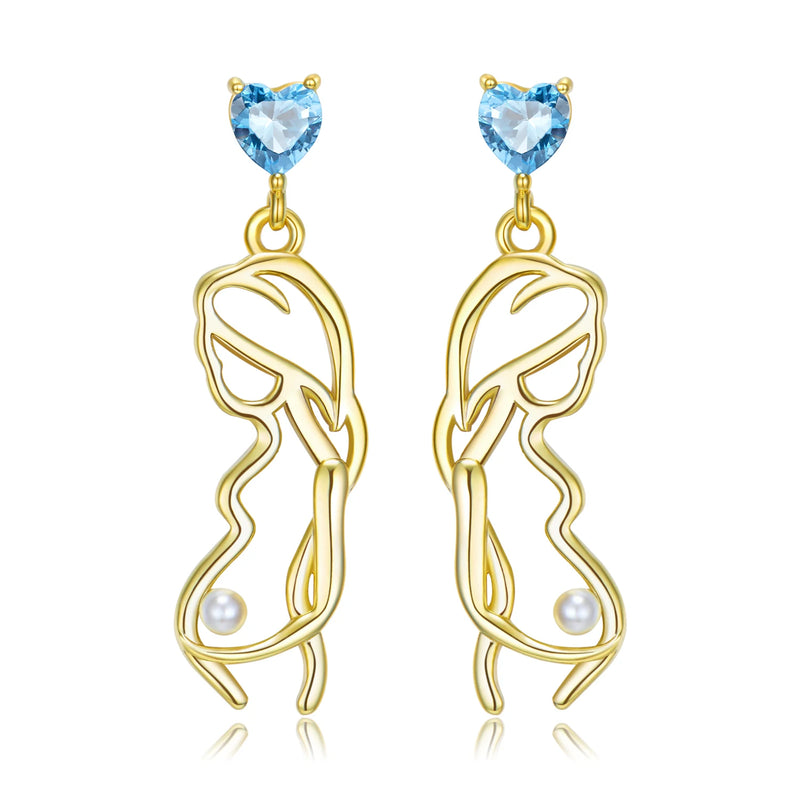 Heart Zircon Pearl Earrings 925 Sterling Silver for Pregnant Mother