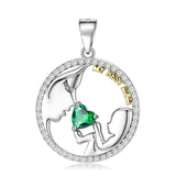 Heart Zircon Mothers Pendant Necklace 925 Sterling Silver Chain Necklace