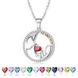 Heart Zircon Mothers Pendant Necklace 925 Sterling Silver Chain Necklace