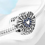 Mom Heart Sterling Silver Beads for Charm Bracelet