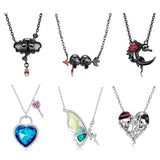 925 Sterling Silver Key & Lock Skull Arrow Pendant Necklaces Women