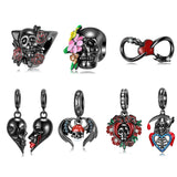 Rose Blood Skull Flower Pendant 925 Sterling Silver Necklace
