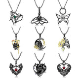 925 Silver Butterfly Moth Skull Scream Wings Necklace