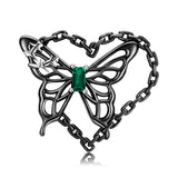 925 Silver Butterfly Moth Skull Scream Wings Necklace