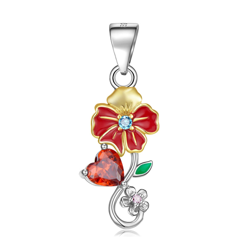 925 Silver Flower Seasons Garden Pendant Necklace for Women