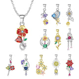 925 Silver Flower Seasons Garden Pendant Necklace for Women