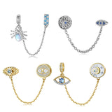 925 Silver Evil Eye Safety Chain for Bracelet - Religious Good Luck Charm