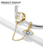 925 Silver Evil Eye Safety Chain for Bracelet - Religious Good Luck Charm