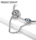 925 Silver Evil Eye Safety Chain for Bracelet - Religious Good Luck Charm
