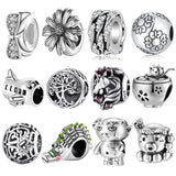 925 Sterling Silver Spring Charm Beads Collection with Cz - Fits Bracelet