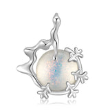 925 Silver Christmas Gloves Snowball Rabbit Doll Pendant Necklace