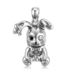 925 Silver Christmas Gloves Snowball Rabbit Doll Pendant Necklace