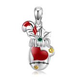 925 Silver Christmas Gloves Snowball Rabbit Doll Pendant Necklace