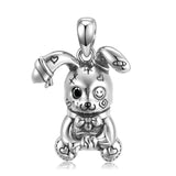925 Silver Christmas Gloves Snowball Rabbit Doll Pendant Necklace