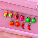 JJFOUCS 5PCS/Set Enamel Fruit Charms for DIY Jewelry